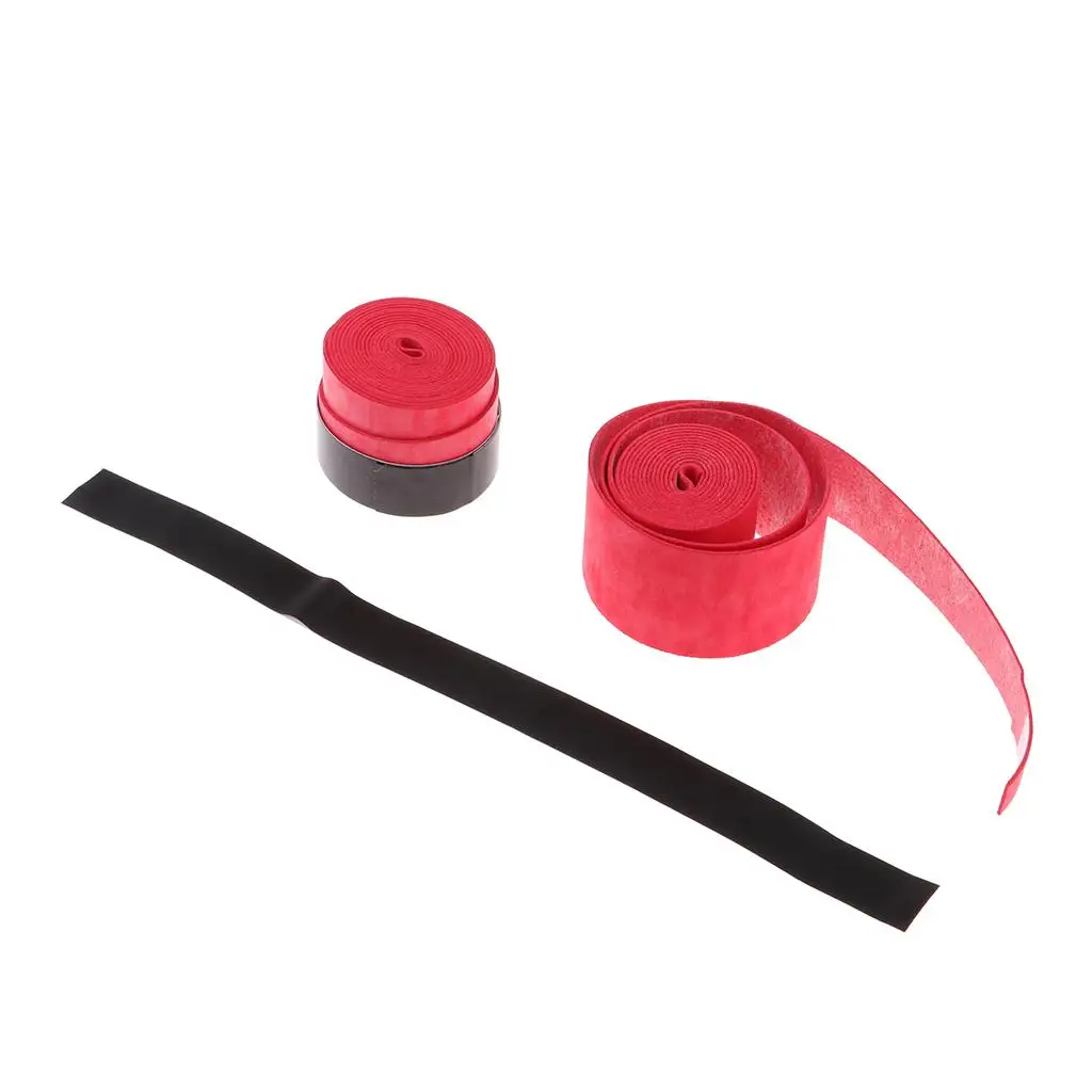 2X anti-selip pegangan raket OVERGRIP pita raket Sweatband pita merah