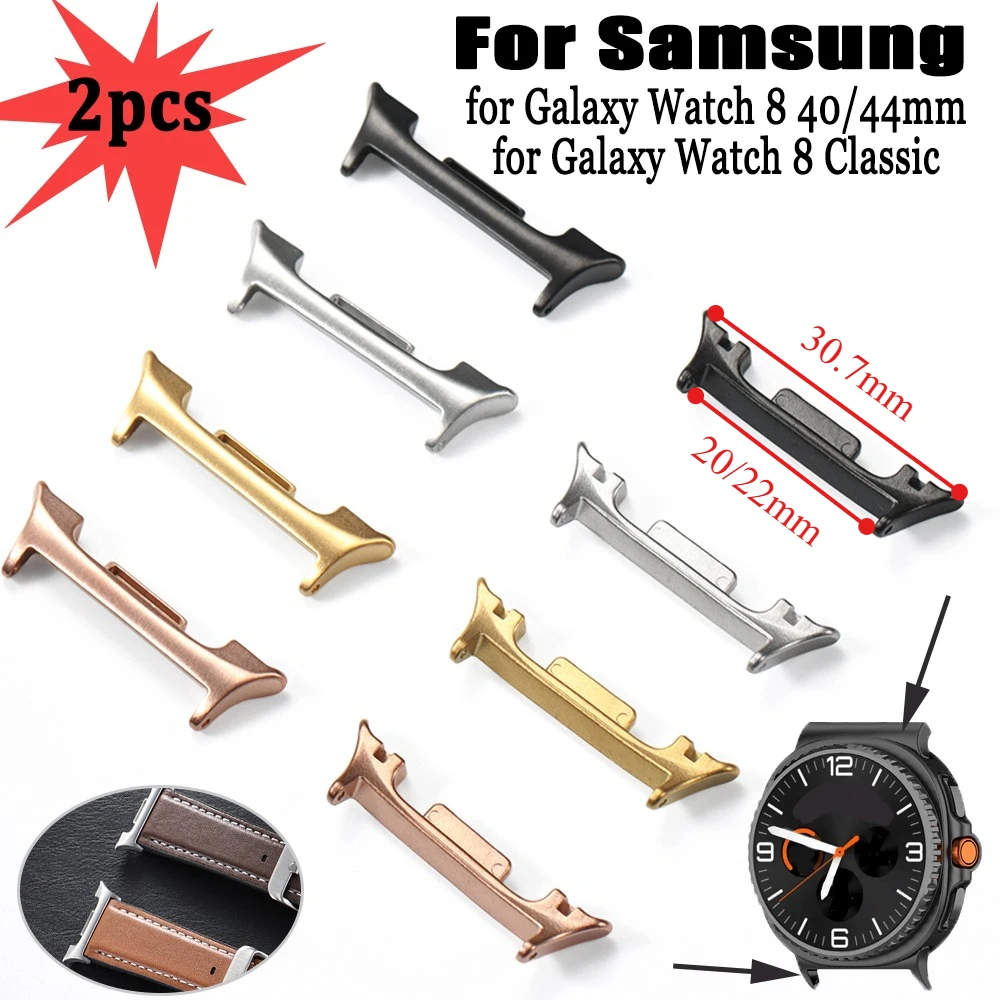 2 Stück Metall-Stecker-Adapter für Samsung Galaxy Watch 8 40/44 mm 8, klassisches Armband-Link 20/22 mm für Armband-Smartwatch-Zubehör