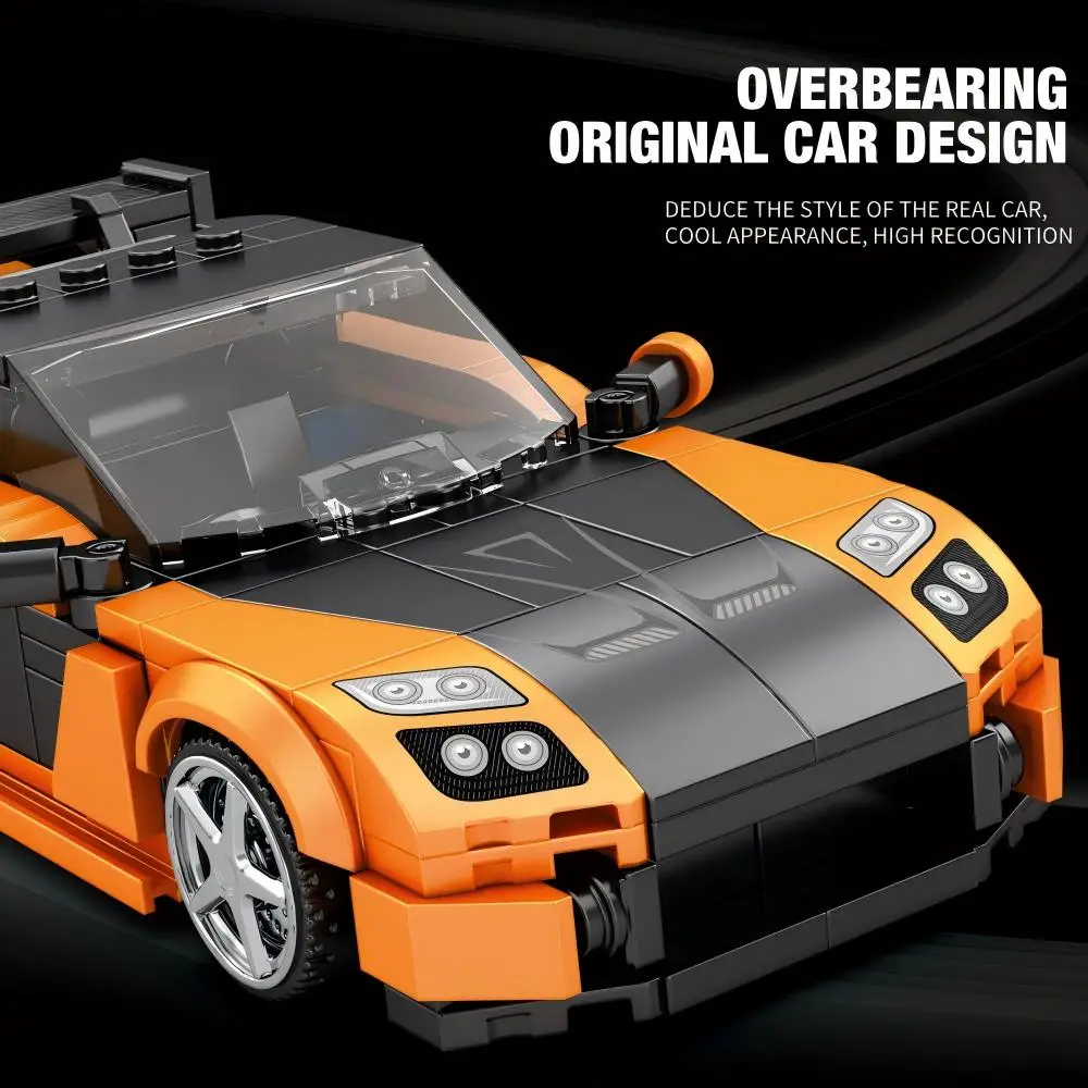 382PCS Orange Supercar Building Blocks Racing Model Exquisite Workmanship Assembly Puzzle Toy Collectible Ornament Holiday Gift view 3