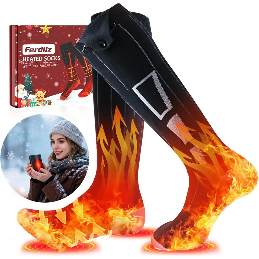 

Rechargeable Heated Socks & Hand Warmers, 9000mAh Dual Batteries, 360° Warmth, Ideal for Winter Outdoors