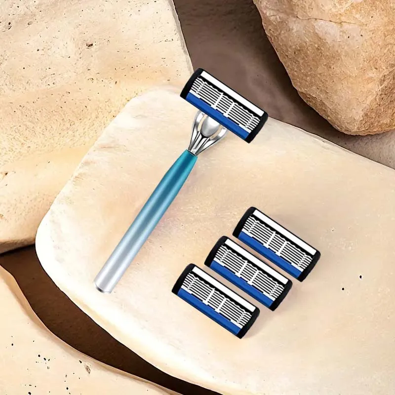 Luxurious quality men's fine razor set, 24 sharp blades, 2 anti-slip handles, painless shaving, men's shaving wonder