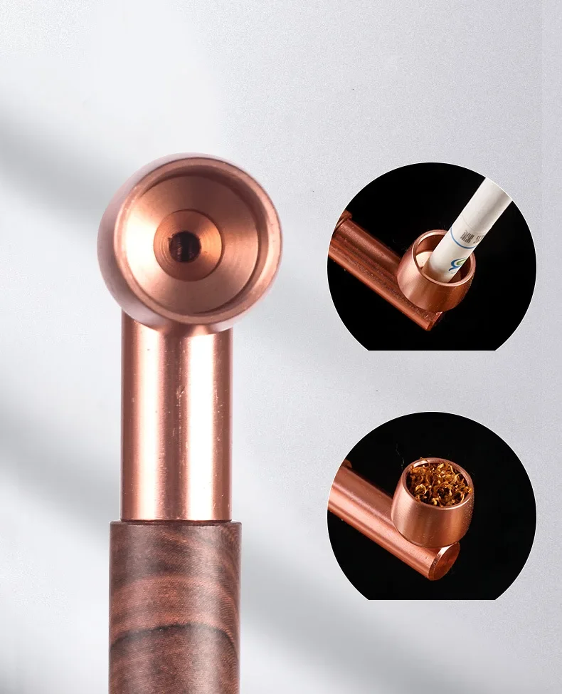 Copper Cigarette Pole Pipe Cut Tobacco dual-purpose dry cigarete filter portable Old-fashioned dry cigarette pole Gift for Men