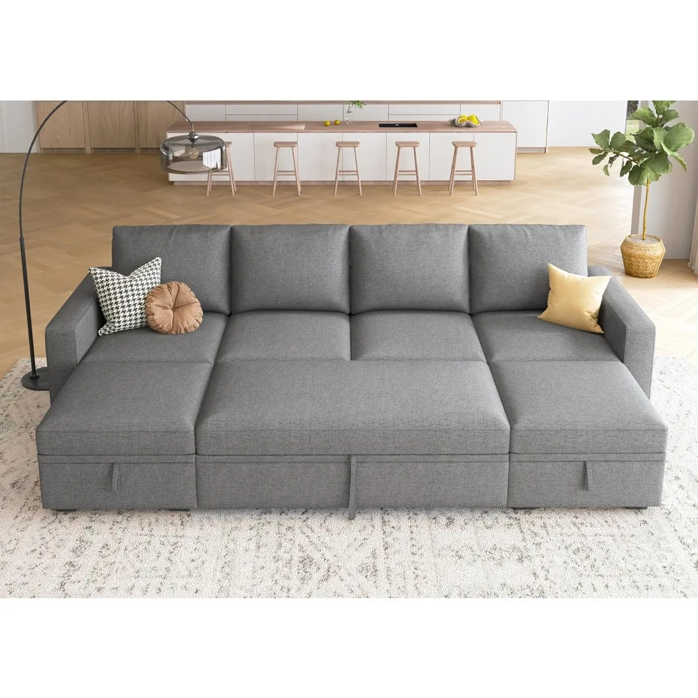 

Modular Sectional Sleeper Sofa Bed,with Pullout Bed U Shaped Modular Couch with Storage Ottoman for Living Room, Dark Grey