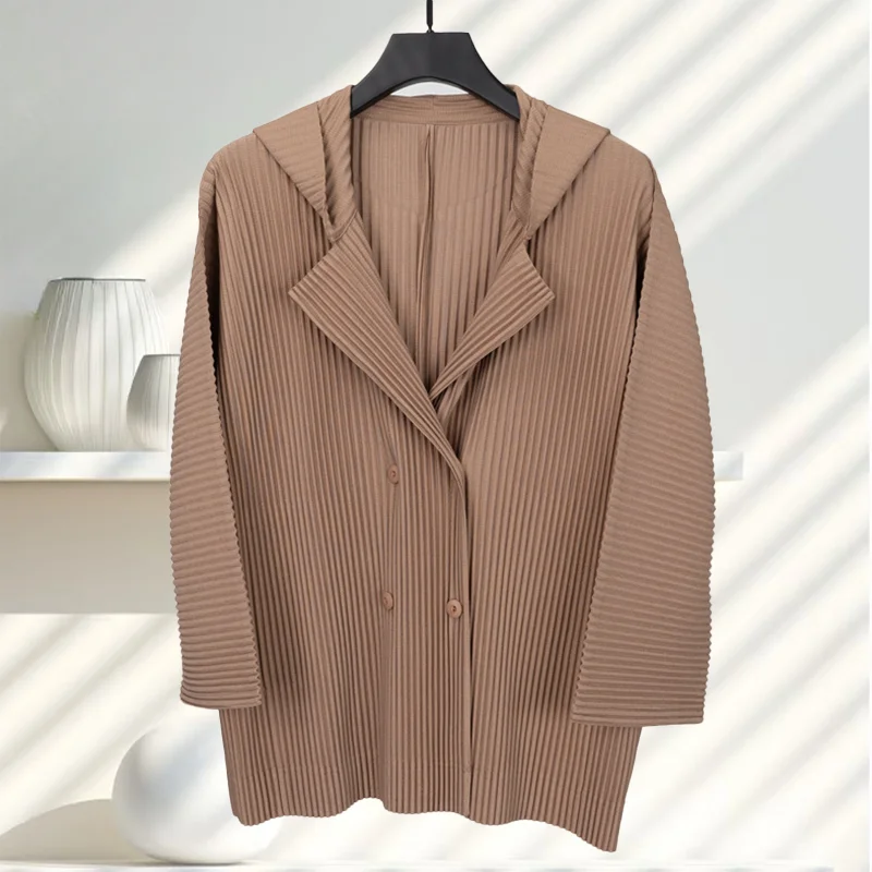 

Miyake Pleated Jacket Men's Clothing Japanese High-class Sense Hooded Casual Suit Pleated Loose Fashion Small Suit Jacket Tide