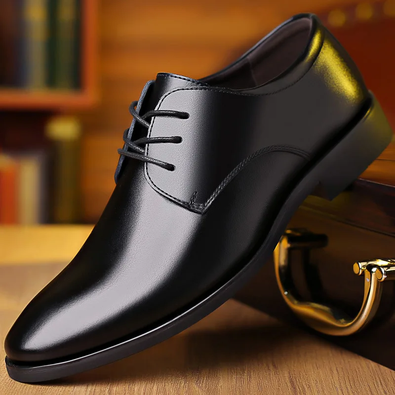 

High Quality Mens Dress Shoes Luxury Man Business Leather Shoe Non Slip Lace Up Work Shoes Comfortable Men Shoes Autumn Zapatos