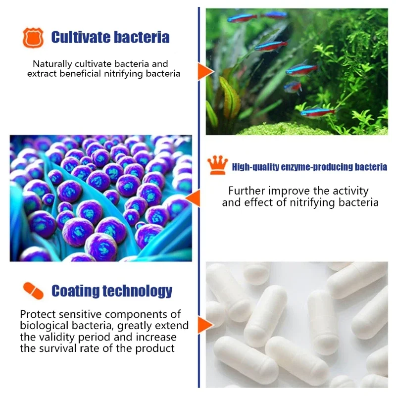 50Pcs/Bottle Aquarium Tank Nitrifying Bacteria Fresh Water Concentrated Capsule Quality and Improved Aquatic Life in Other