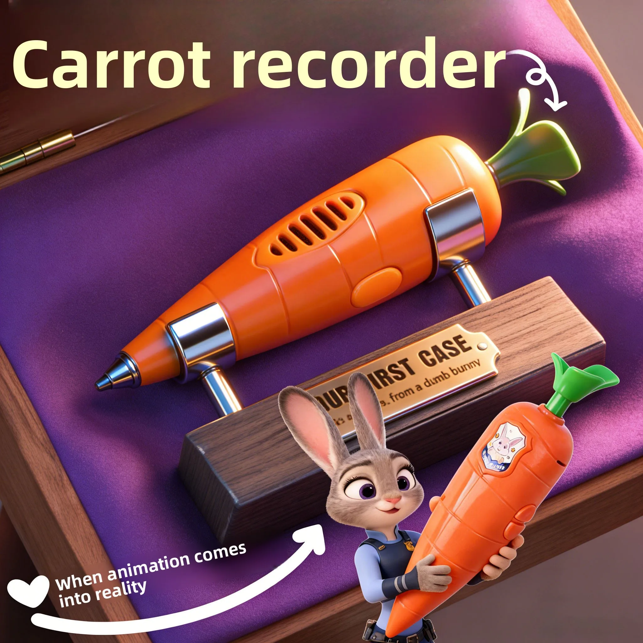 

NEW 2026 Judy & Nick Carrot Voice Recorder Electronic Sound Toy Can Write Graffiti Ballpoint Pen Novelty Voice Recorder Pen Gift