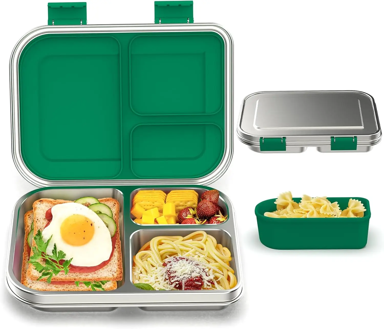 

Kids 3-Compartment Stainless Steel Bento Lunch Box, Leak-Proof, Dishwasher Safe, BPA-Free