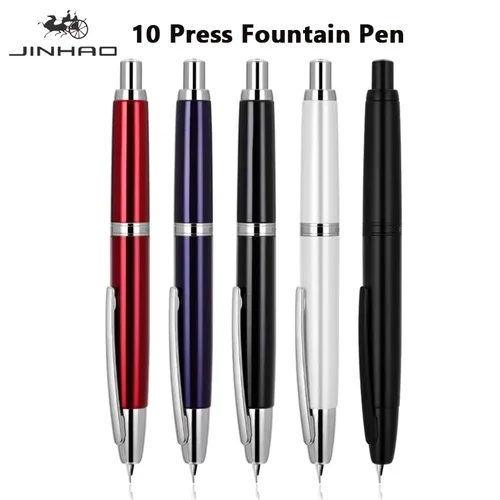 Imagen 2 del producto JINHAO 10 pluma estilográfica retráctil EF/F 0,38 0,5 MM punta varilla de Metal bolígrafos de tinta de escritura negros suministros escolares de oficina papelería