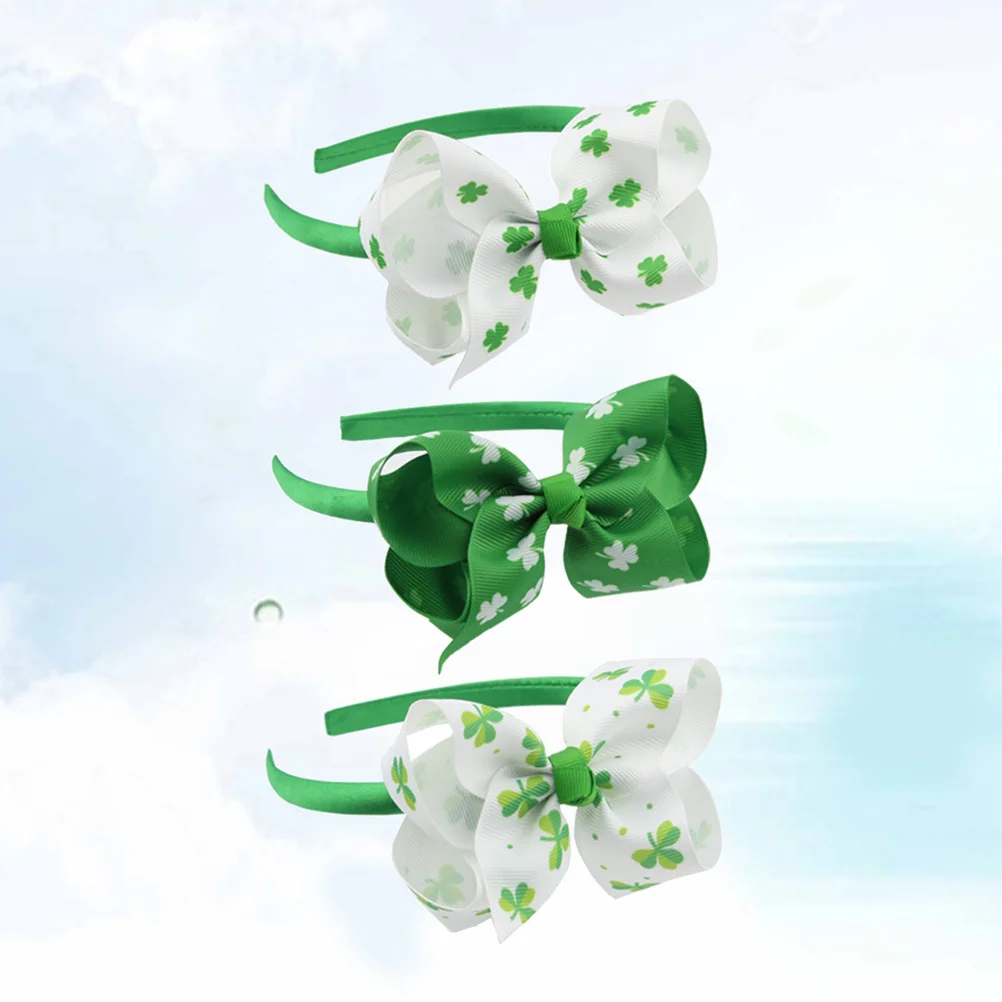 

3 шт. повязки на голову с дизайном клевера, аксессуары ко Дню Святого Патрика, банты для волос, праздничный головной убор, забавный подарок