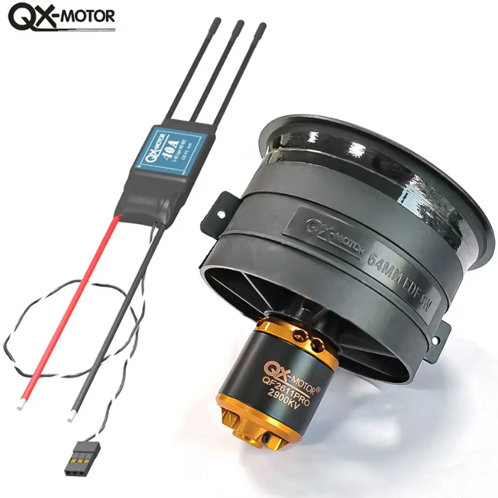 

QX-MOTOR 64mm 5-Blade EDF Unit with QF2611PRO Brushless Motor & 40A/60A ESC for RC Helicopter Drone