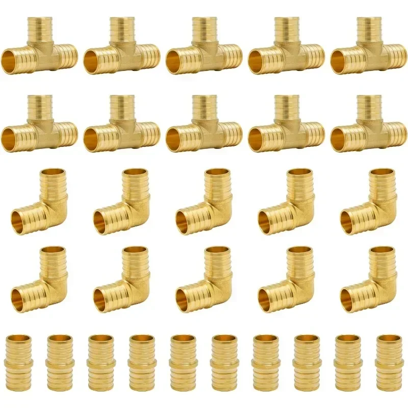 30-Pack 1 Inch PEX Fittings, Elbow(10pcs) Tee(10pcs) Coupling(10pcs), No Lead Brass Fittings, Pex Fittings 1 Inch Assortment