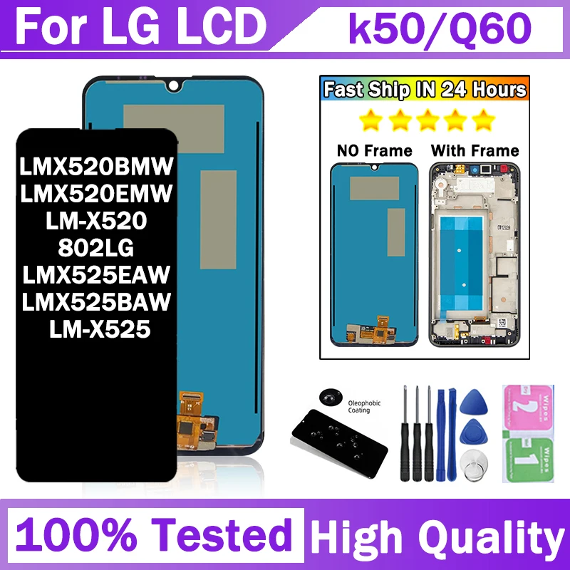 

6,26 "Новый ЖК-дисплей для LG K50 Q60 k12 Max, дигитайзер сенсорного экрана K12 Prime LMX520BMW LMX525EAW, дисплей с рамкой
