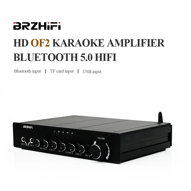 

BRZHIFI Audio OF2 300WX2 High-power Karaoke Amplifier TPA3255 Class D Bluetooth 5.0 HIFI Professional Amp Support USB TF Card FM