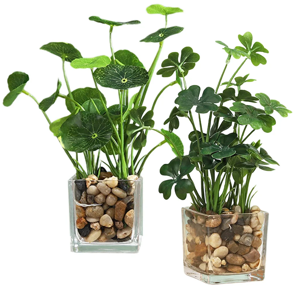 

2Pcs Realistic Faux Small Lotus Leaf Potted Plants Artificial Bonsai Decoration for Home Office Desktop Mini Fake Plant Decor