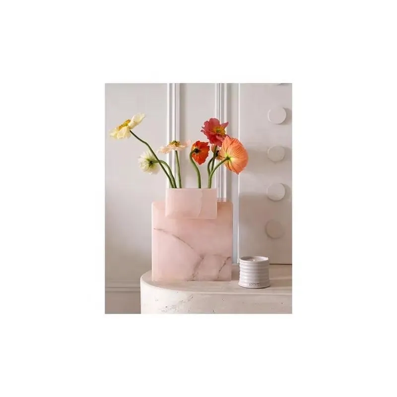 Custom Natural Pink Agate Stone Vase Bottle Box Home Decoration Room Decor Love Gift