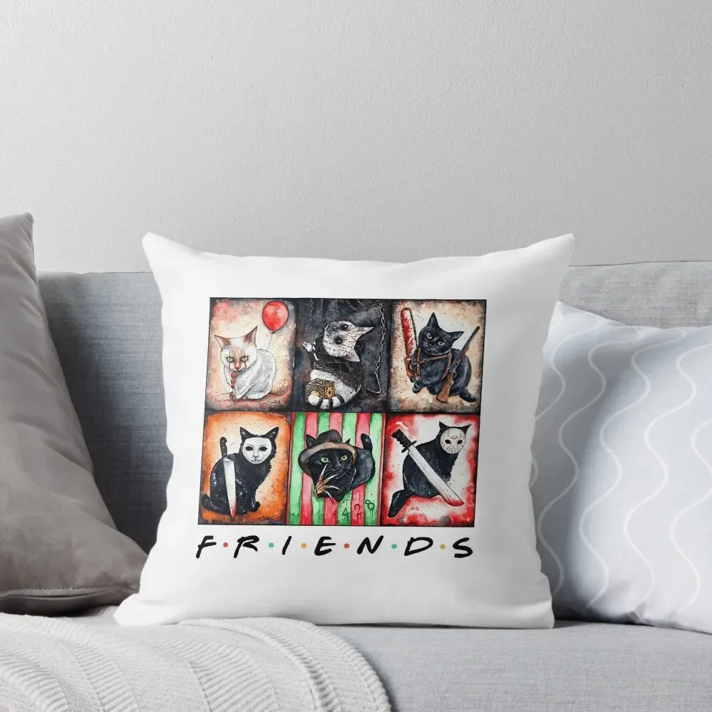 

Cat horror movie characters Friends style Throw Pillow anime girl christmas decorations 2025 pillow