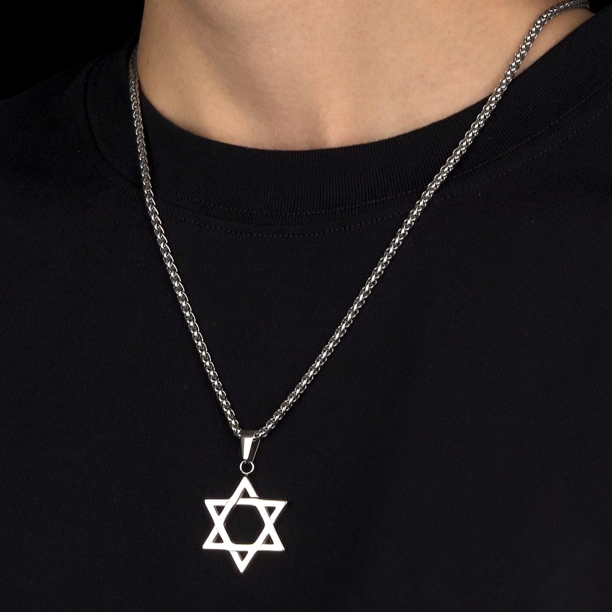 U7 316L Stainless Steel Corss & Star of David Necklaces for Men Women Pendant with 22