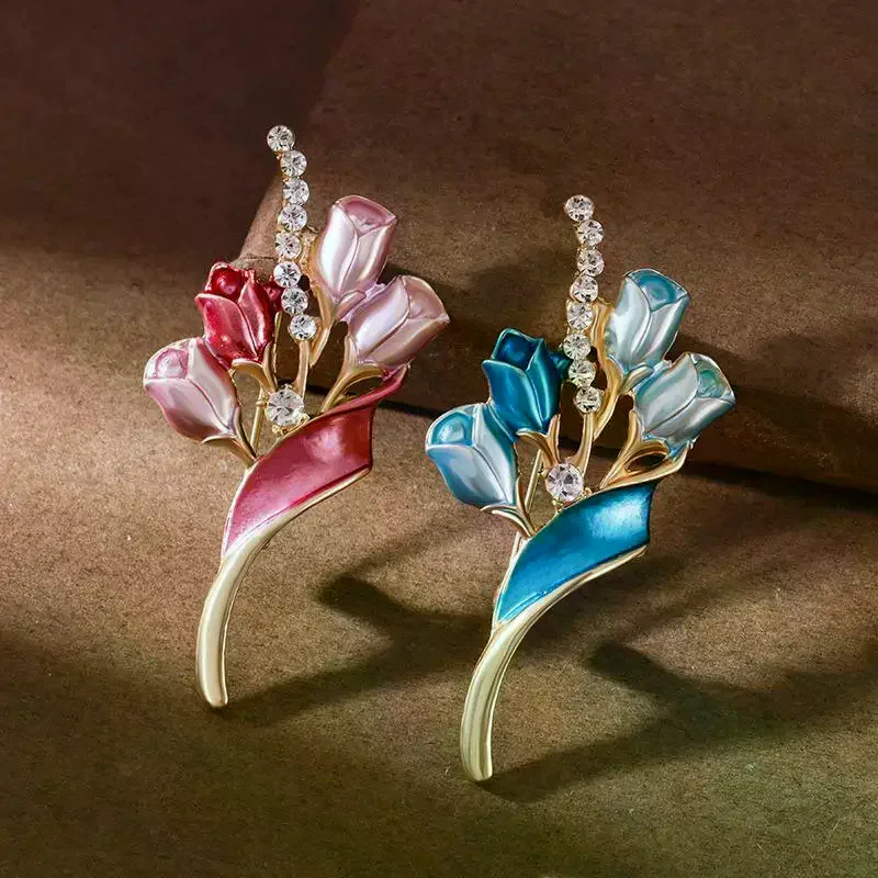 Fashion Elegant Flower Tulip Brooches For Women Clothing Coat Jewelry Accessries Gift