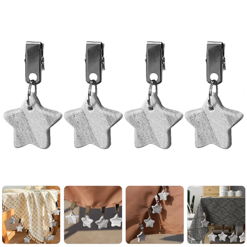 4 Pcs Tablecloth Reusable Weight Outdoor Pendant Clip Decorative Weights Marble Camping Clips