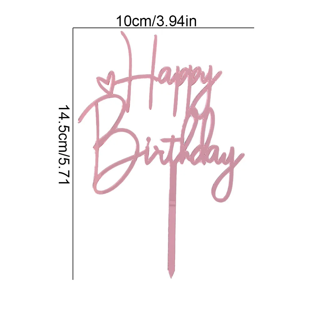 2er-Pack schwarz-roségoldene Happy Birthday-Kuchenaufsätze – elegante dekorative Acrylschilder mit kursiver Schrift für die Geburtstagsparty-Dekoration – Detail 5