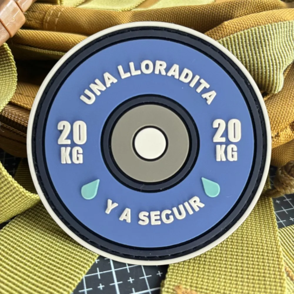 

20kg Barbell Plate Morale Badge Weight Plate PVC Hook & Loop Patches for Clothing Outdoor Equipment Backpack Decoration Sticker