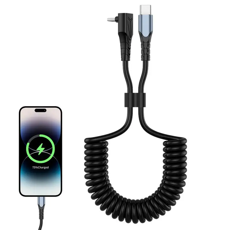 Phone Charger Cable Elbow Design Charger Cord Space Saving Type C Charging Cable Cord For Phone And Notebook