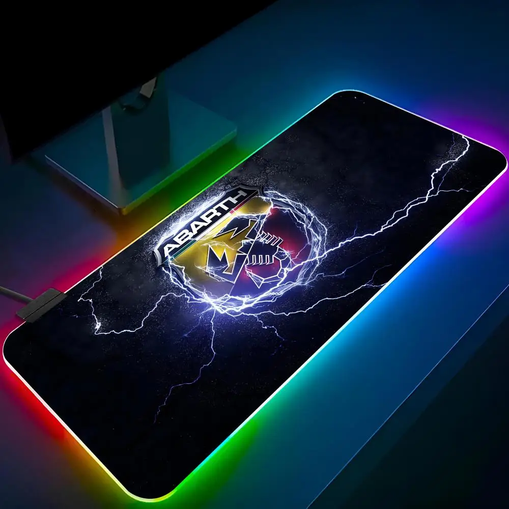 A-Abarths RGB Mouse Pad PC, LED Glowing Mouse Mat, Borracha Gaming Computer Mousepad, 80x40cm