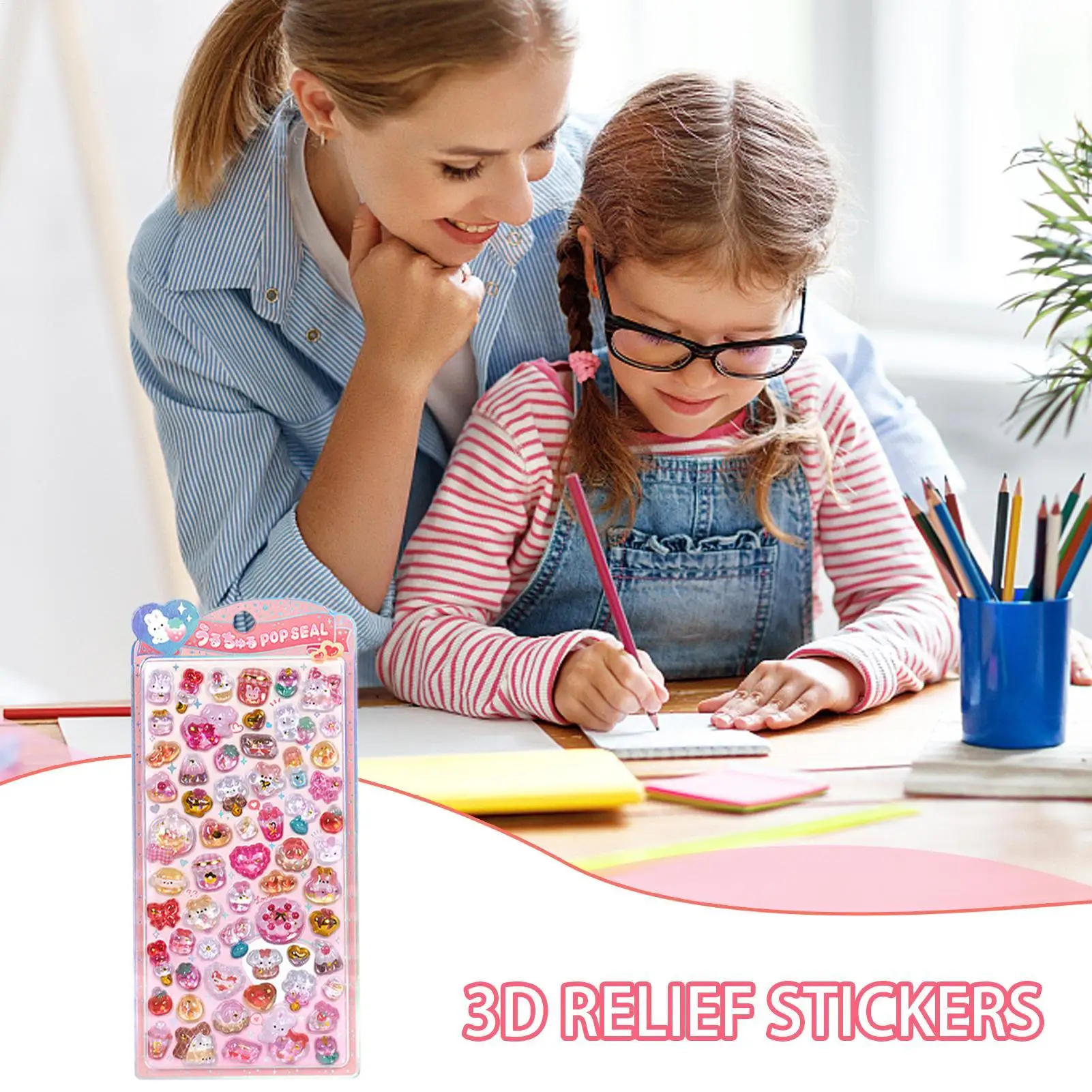 かわいい動物ステッカーパック 3D キラキラステッカー 樹脂クリスタルテクスチャデカール スクラップブッキングノートデカール ハンドアカウントデカール用