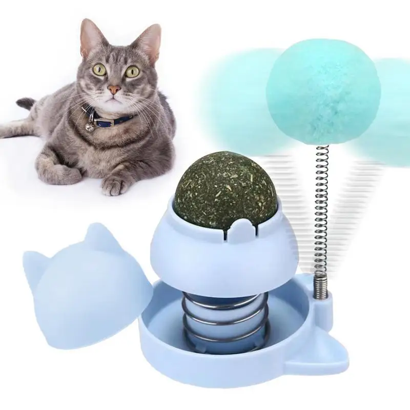 Catnip Stickers Rotatable Cat Licking Balls Edible And Healthy With Spring Ball Catnip Bubbles Lickables For Cats Catnip Ball