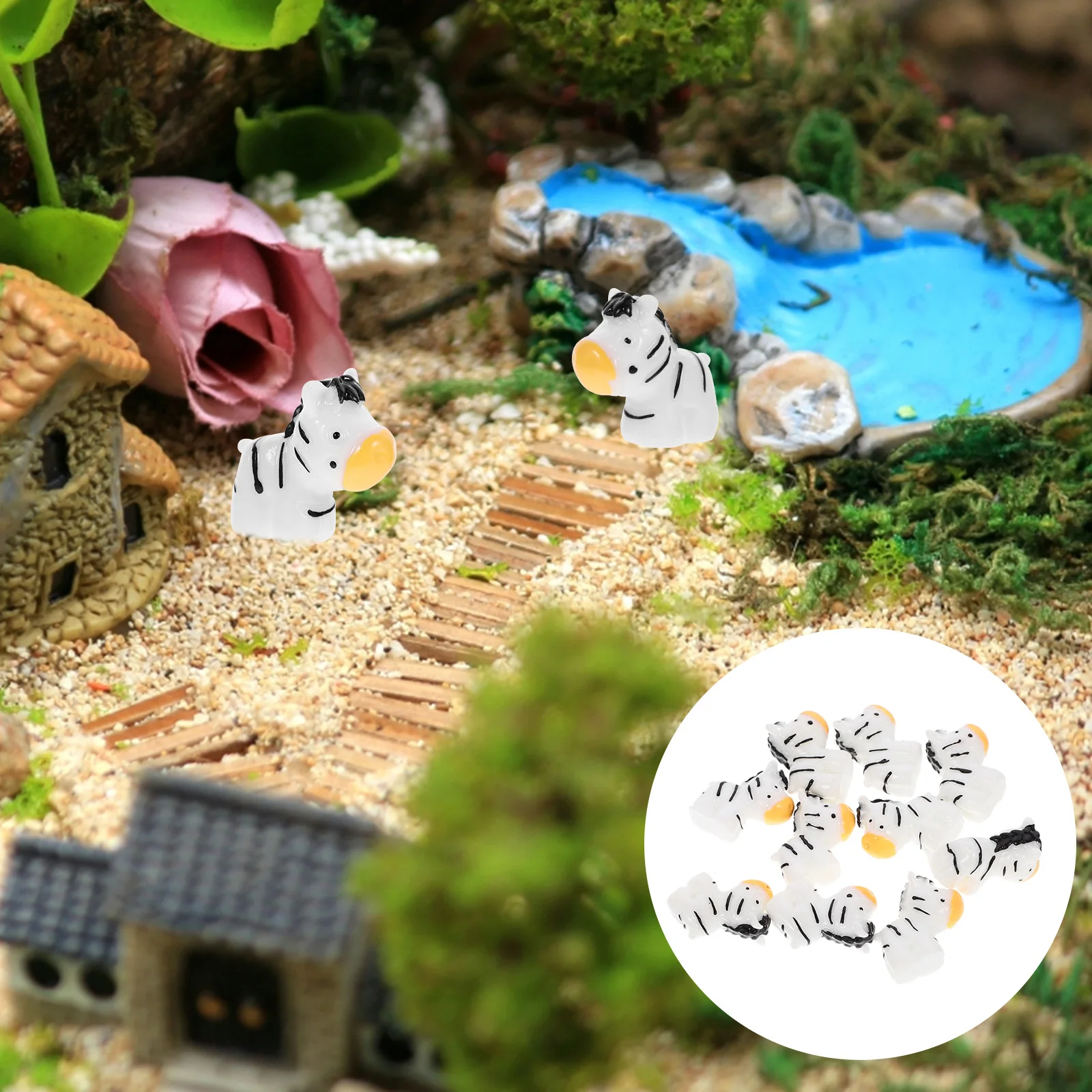 10 pezzi mini decorazioni per ornamenti zebrati tavolo chic desktop moda cartone animato succulente adorabile materiale fai da te