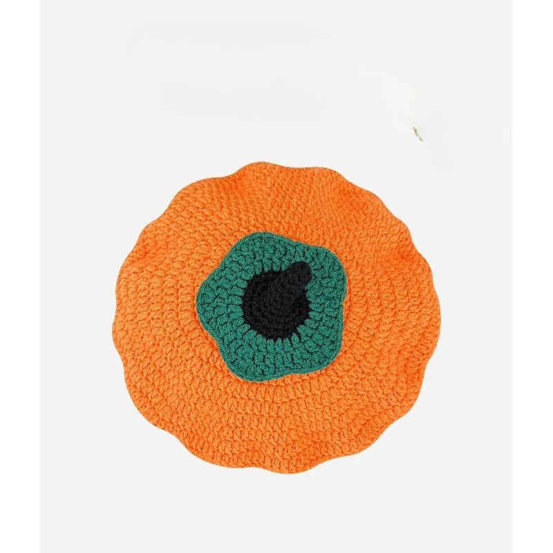 Японские нишевые мультяшные вязаные вручную куполообразные береты, весенне-осенние универсальные теплые вязаные шапки художника для женщин