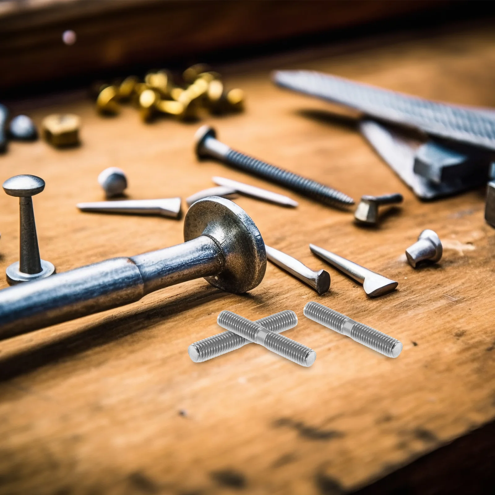 

10pcs Double Headed Bolts Stainless Steel Threaded Rod Dual End Metal Fine Rod Bolts For Repair Wheel Conversion Hardware