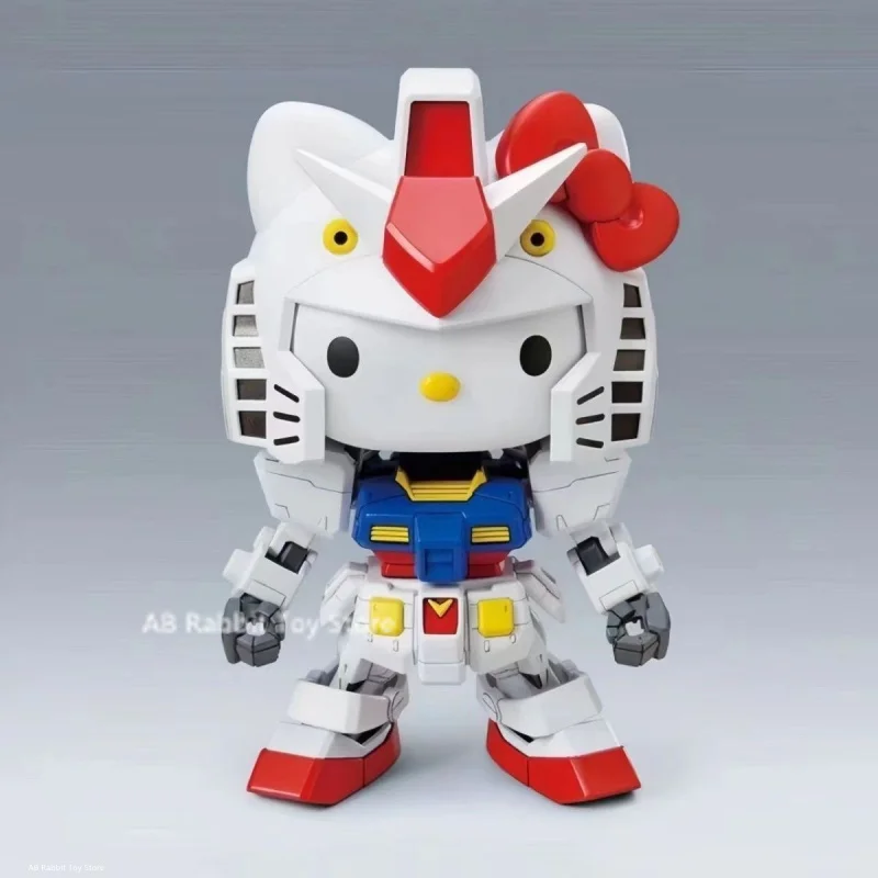 Bandai Gundam Hello Kitty RX-78-2SD Assembly Model SD Kt 012gto Anime Figures Pvc Statue Doll Collection Decor Kids Toys Gifts