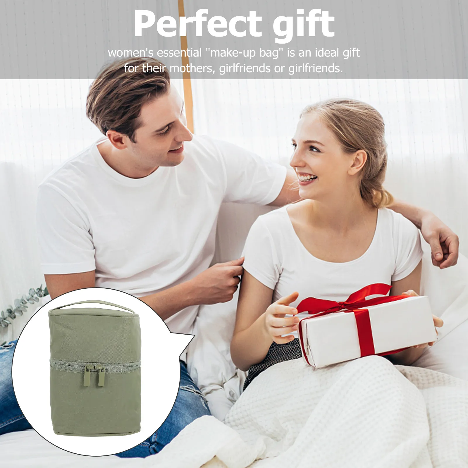 Portable Cylinder Style Makeup Bag Large Capacity Travel Pouch Waterproof Toiletries Organizer for Cosmetics Jewelry Essential