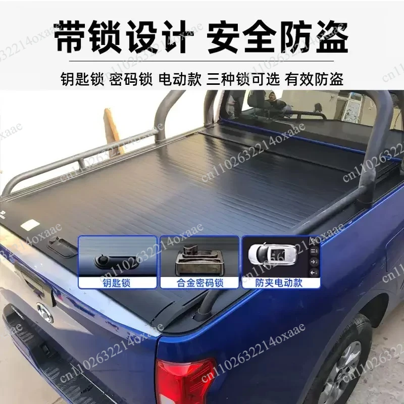 Retractable Hard Alloy Aluminum Tonneau Cover with 1500 Ton Capacity, Waterproof Roller Shutter for Pickup Truck Beds