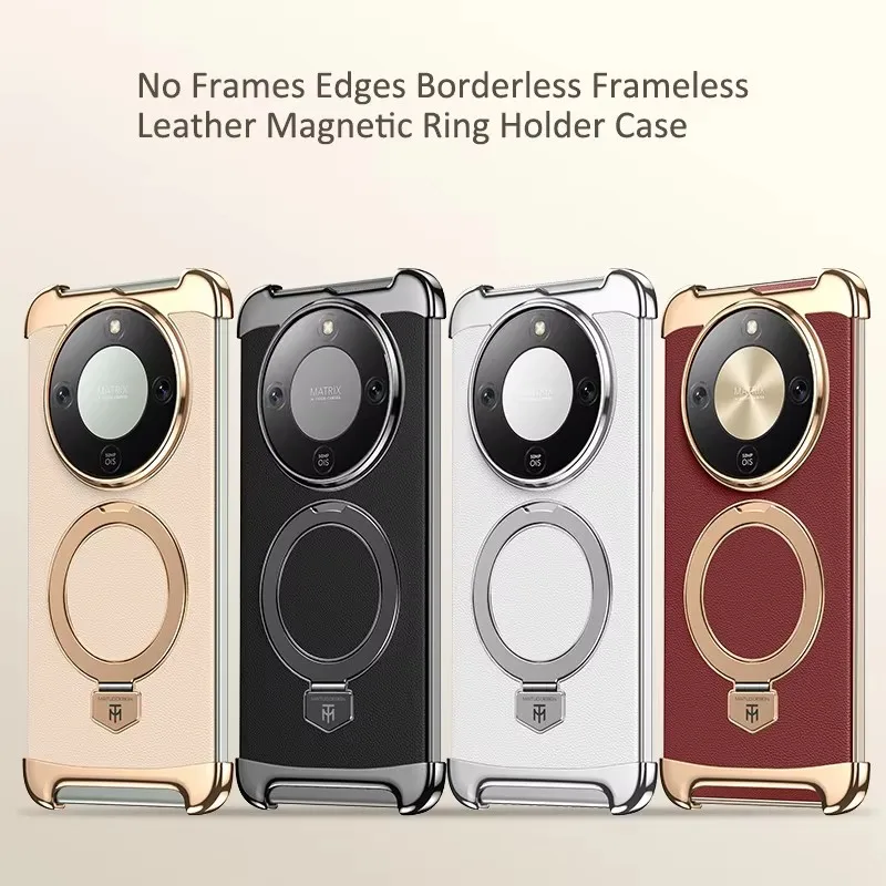 High quality Leather Magnetic Ring Holder Shell Case For Honor X70 No Frames Edges Borderless Frameless For Honor X70