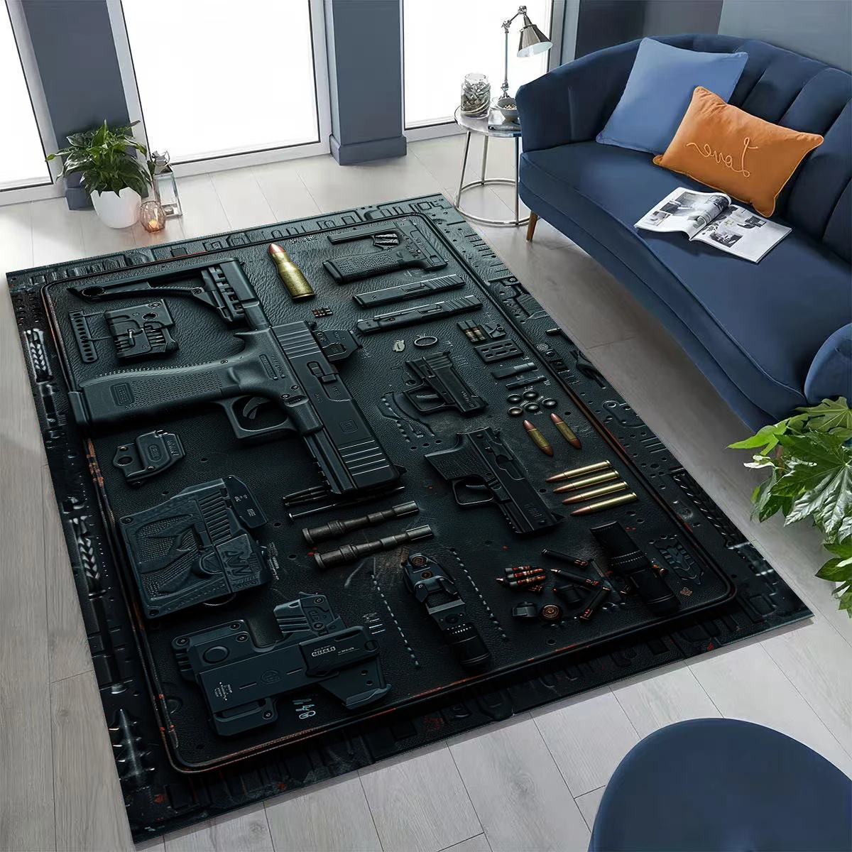 Wood Metal Gun Case Box Military Equipment Moto Rug Carpet for Bedroom Living Room Sofa Home Decor,kid Play Non-slip Floor Mat