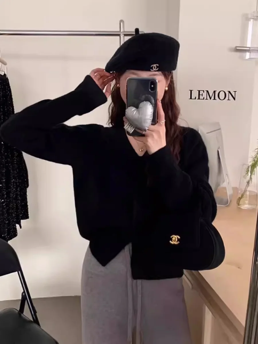 

ort V-ne Knitted Open Cardigan Women's Faion Spring Autumn Winter Knot Sweater Jaet Top Small Size