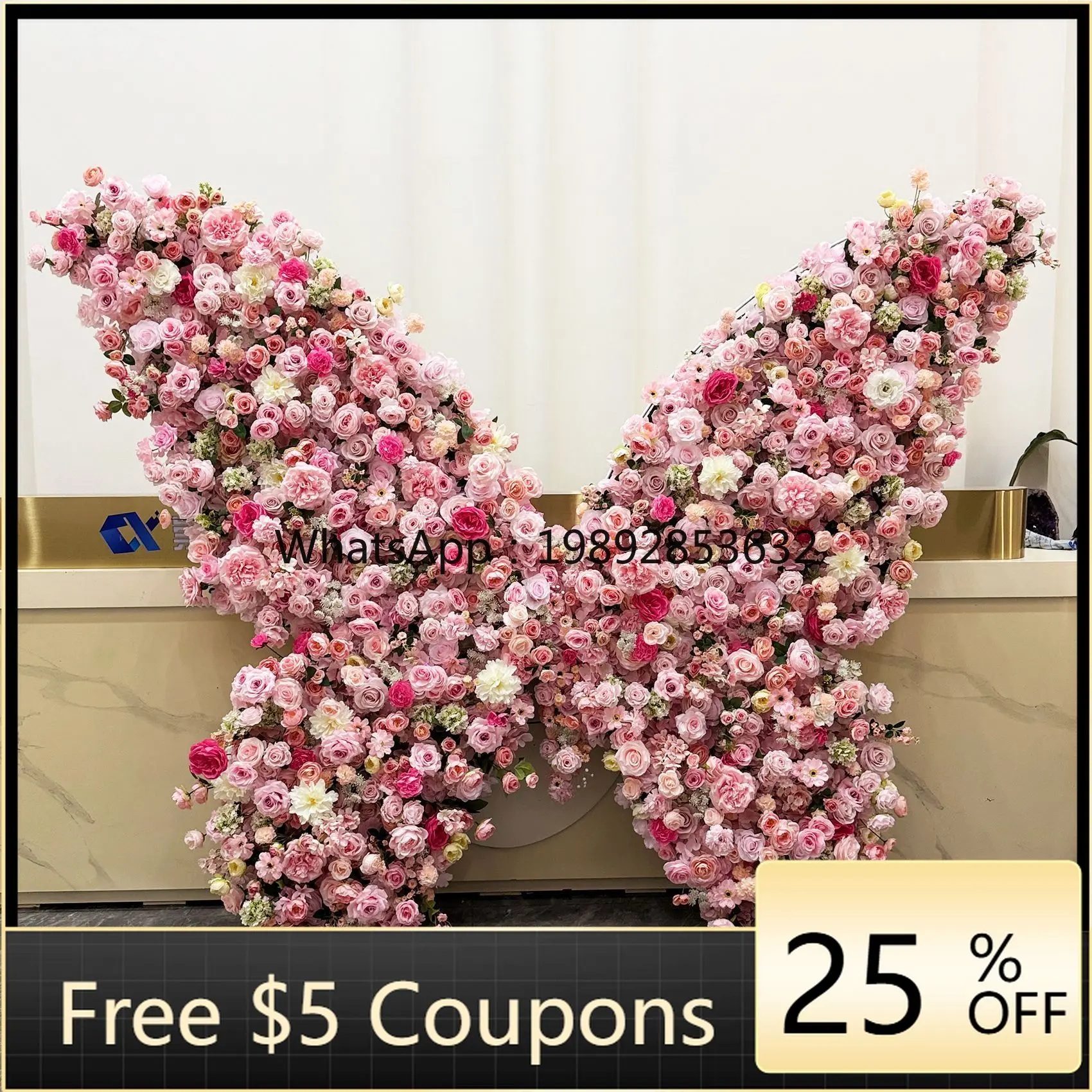 LYY Wedding Butterfly Arch Flower Artificial Flower Stand  Arrangement Arch Wedding Background Decoration Fake Flower Wall
