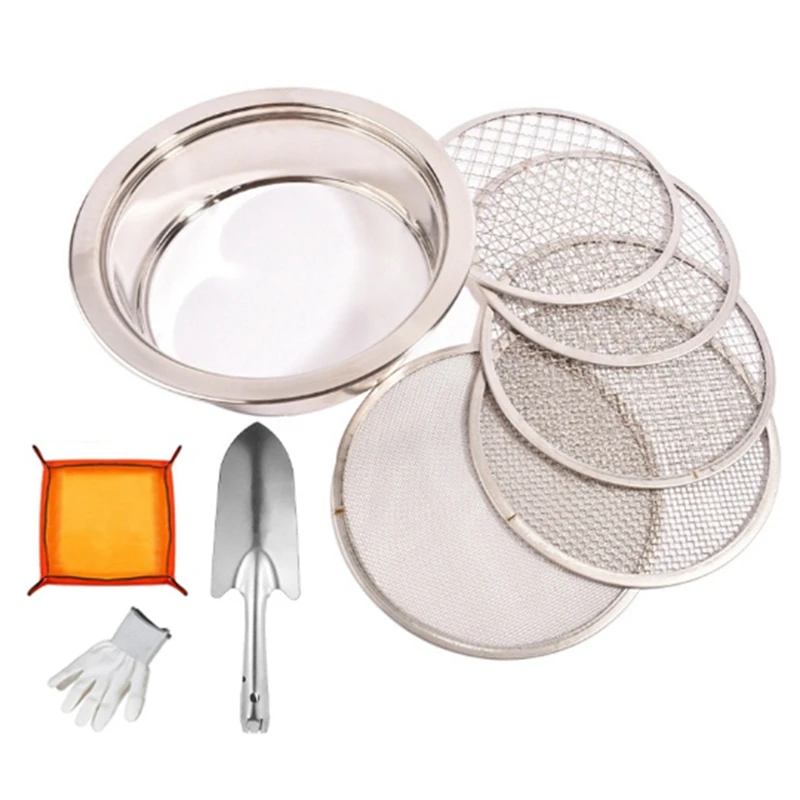 

VEHO-сито почвы для камней, коместный сито с 5-сменной сеткой, сито для грязи для садоводства, сорняков, песка, кошачьего туалета, бонсай