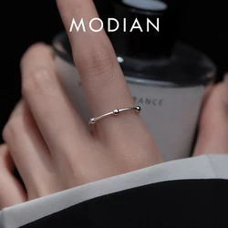 Modian Adjustable Free Size Rings for Women Fashion 925 Sterling Silver Minimalist Round Light Bead Ring Fine Jewelry Bijoux