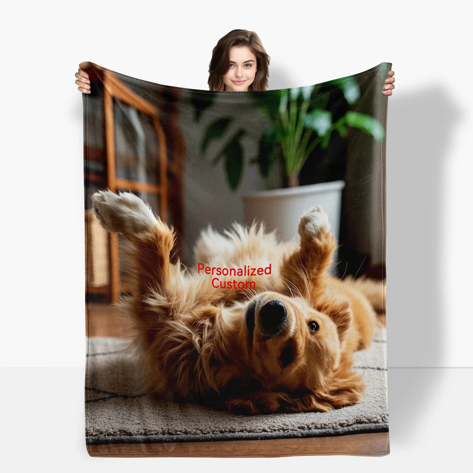 

Specially Designed Flannel Blanket Featuring Adorable Dogs With One Customizable Picture For Loved Ones