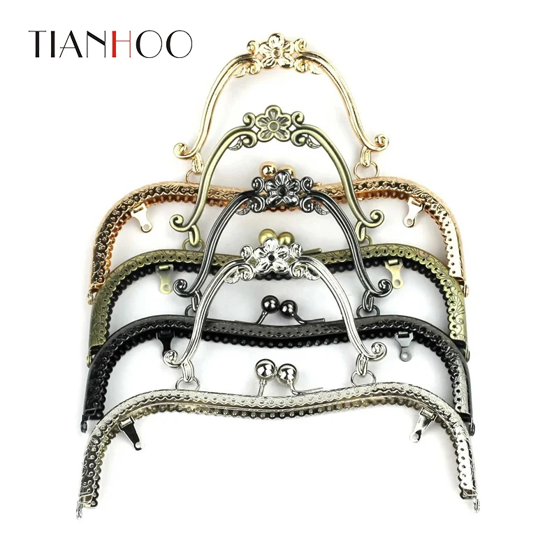 10pcs 20.5cm Metal Purse Frame Wallet Hand Closure DIY Handle Vintage Kiss Lock Bronze For Clutch Accessories 10pcs