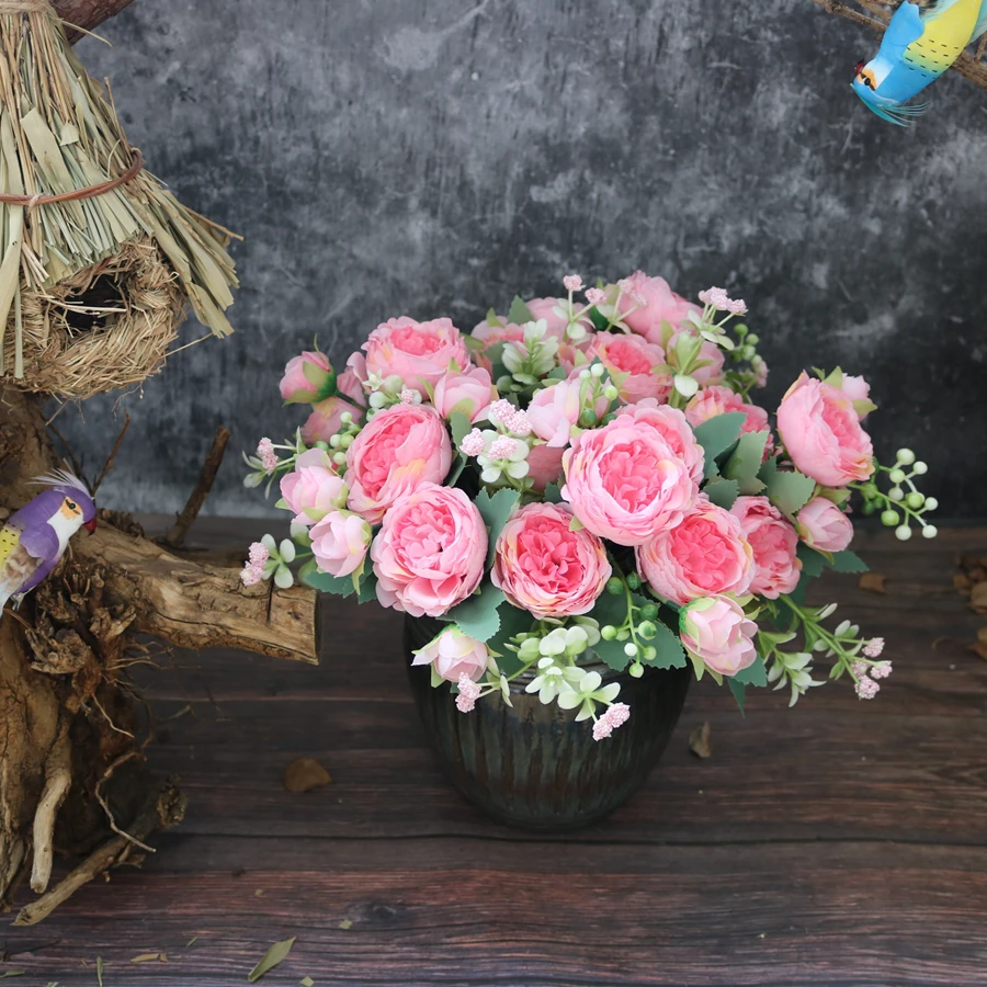 10 Stück Künstliche Rosenblumen Pfingstrosen für Festival, Zuhause, Wohnzimmer, Dekoration, Vase, Hochzeitsbogen, Garten, Tischdekoration – Detail 6