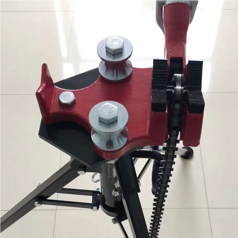 Portable Steel Tripod Bench Vise Foldable Bracket Type Chain Vice Pipe Size 1/8-5 Inch For Fixing Supporting Bending Metal Pipes