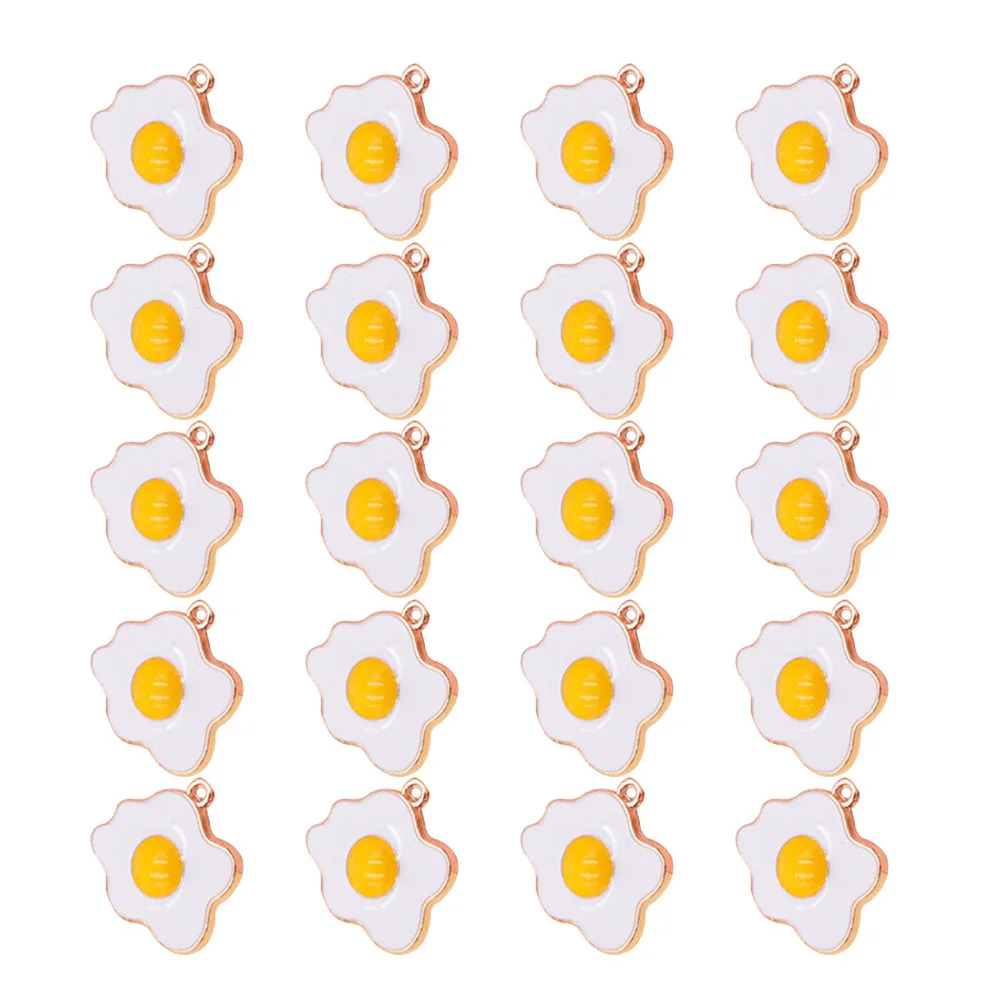 20개입 모조 달걀 펜던트 창의적인 합금 오믈렛 장식 DIY 보석 액세서리 수제 공예 선물 패션 액세서리