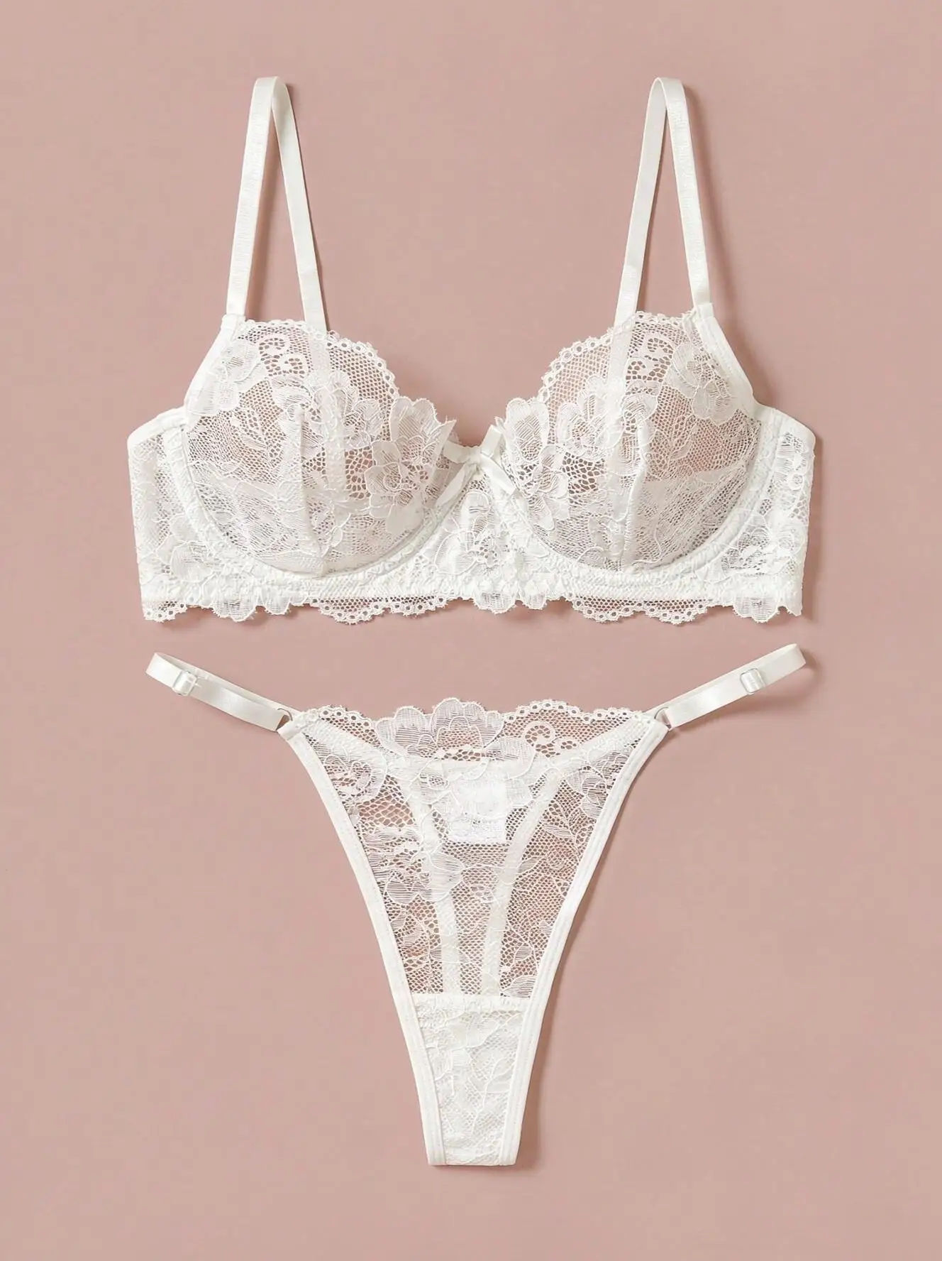 Sexy Lace Floral Underwear Set Women's Ultra-Thin Bra Set 2-Piece Bra And Panties Combo for Ladies