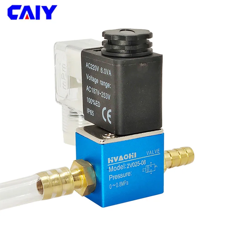 

2V025-08 12V 24V 220V Pneumatic Electric Air Solenoid Valve 2 Position 2 Port 1/4" Normally Closed 6mm 8mm Hose Barb Connection