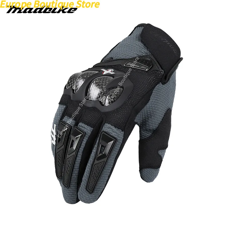 Anti Slip Anti Fall Carbon Fiber Motorcycle Gloves MADBIKE Spring Summer Breathable Wear Resistant Racing Gear For Men
